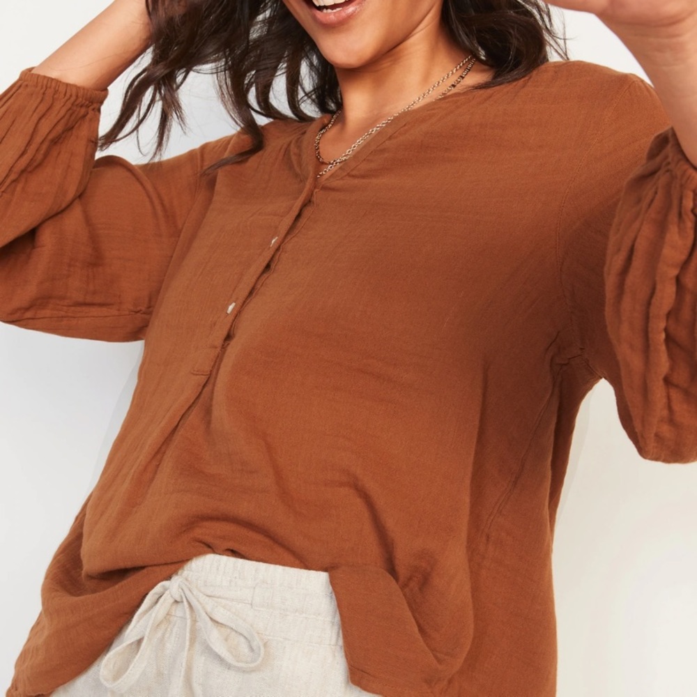 Oversized Crinkle-Textured Tunic Top for Women